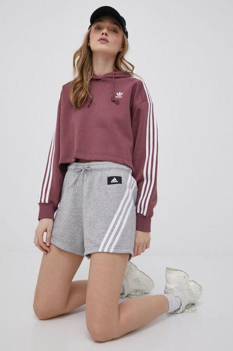 Шорти adidas Performance H57307 жіночі колір сірий меланж висока посадка