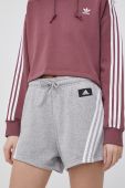 Шорти adidas Performance H57307 жіночі колір сірий меланж висока посадка