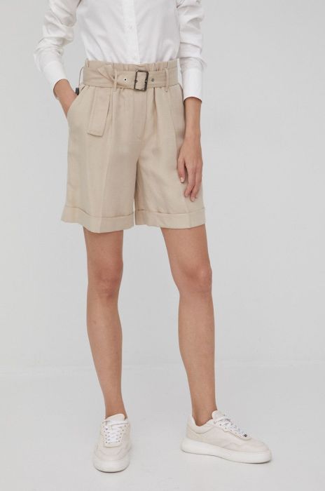 Шорти Woolrich жіночі колір бежевий однотонні висока посадка CFWWSH0020FRUT3043-100