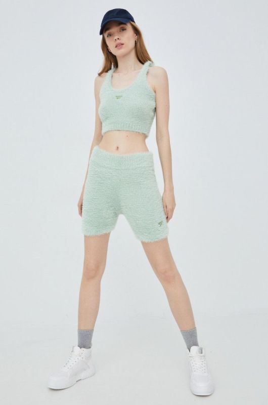 Шорти Reebok Classic H46811 жіночі колір зелений з аплікацією висока посадка фото 2