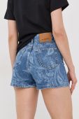 Джинсові шорти The Kooples жіночі візерунок висока посадка колір блакитний