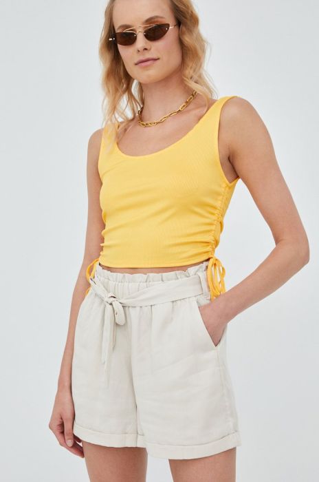 Шорти Tom Tailor жіночі колір бежевий однотонні висока посадка