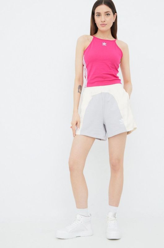 Шорти adidas Originals Adicolor HC7038 жіночі колір сірий візерунок висока посадка HC7038-WONWHI фото 2