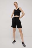 Бавовняні шорти Deha жіночі колір чорний однотонні висока посадка