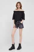 Джинсові шорти Pepe Jeans Thrasher жіночі колір чорний однотонні середня посадка