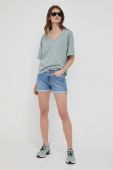 Джинсові шорти Pepe Jeans Mable Short жіночі однотонні середня посадка колір блакитний