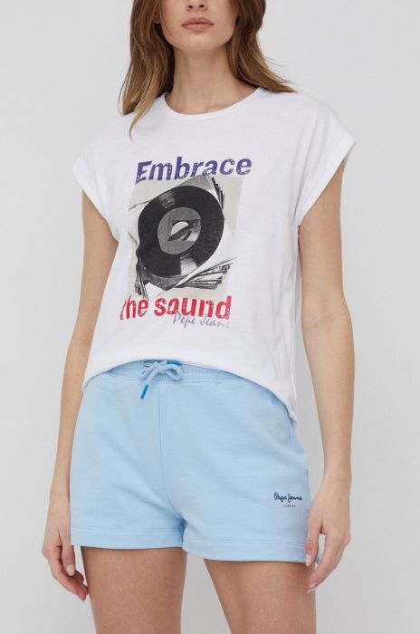 Шорти Pepe Jeans Calista Short жіночі однотонні середня посадка колір блакитний