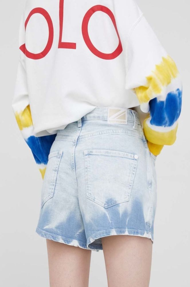 Джинсові шорти Pepe Jeans Rachel Short Tie Dye жіночі візерунок висока посадка колір блакитний фото 2