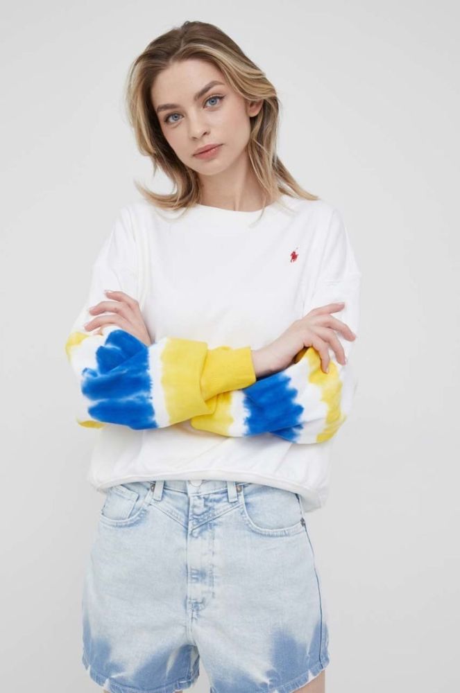 Джинсові шорти Pepe Jeans Rachel Short Tie Dye жіночі візерунок висока посадка колір блакитний фото 3