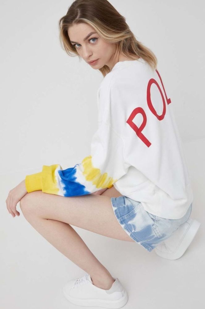 Джинсові шорти Pepe Jeans Rachel Short Tie Dye жіночі візерунок висока посадка колір блакитний фото 4