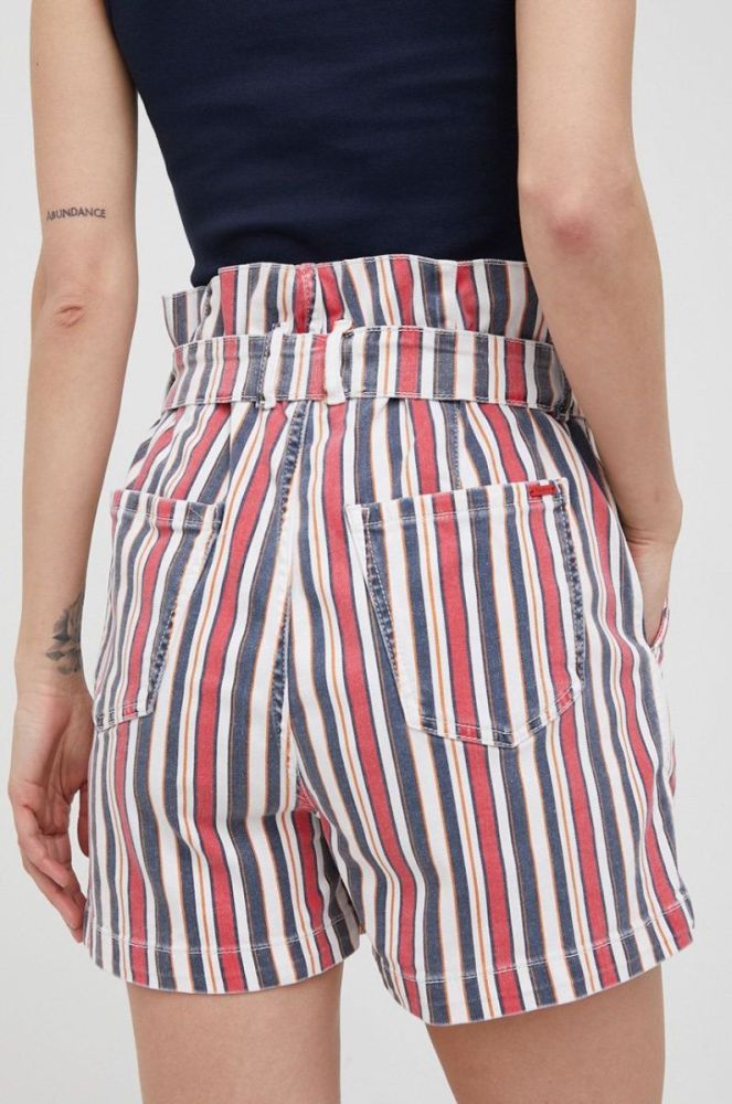 Джинсові шорти Pepe Jeans Phoebe Stripe жіночі візерунок висока посадка колір барвистий фото 3