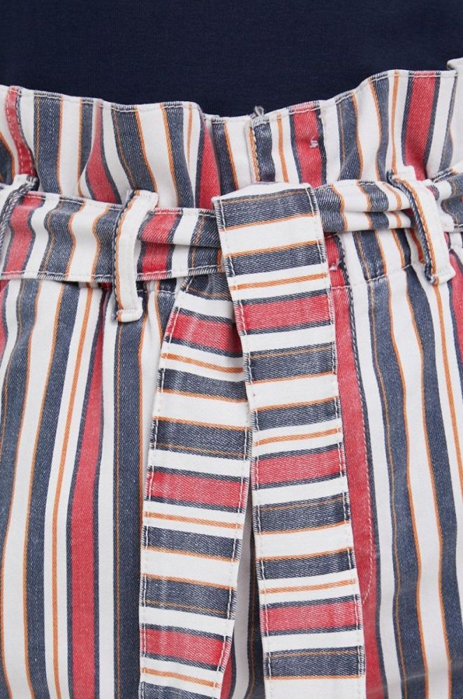 Джинсові шорти Pepe Jeans Phoebe Stripe жіночі візерунок висока посадка колір барвистий фото 4