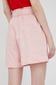 Шорти з домішкою льону Pepe Jeans Muriel жіночі колір рожевий однотонні висока посадка