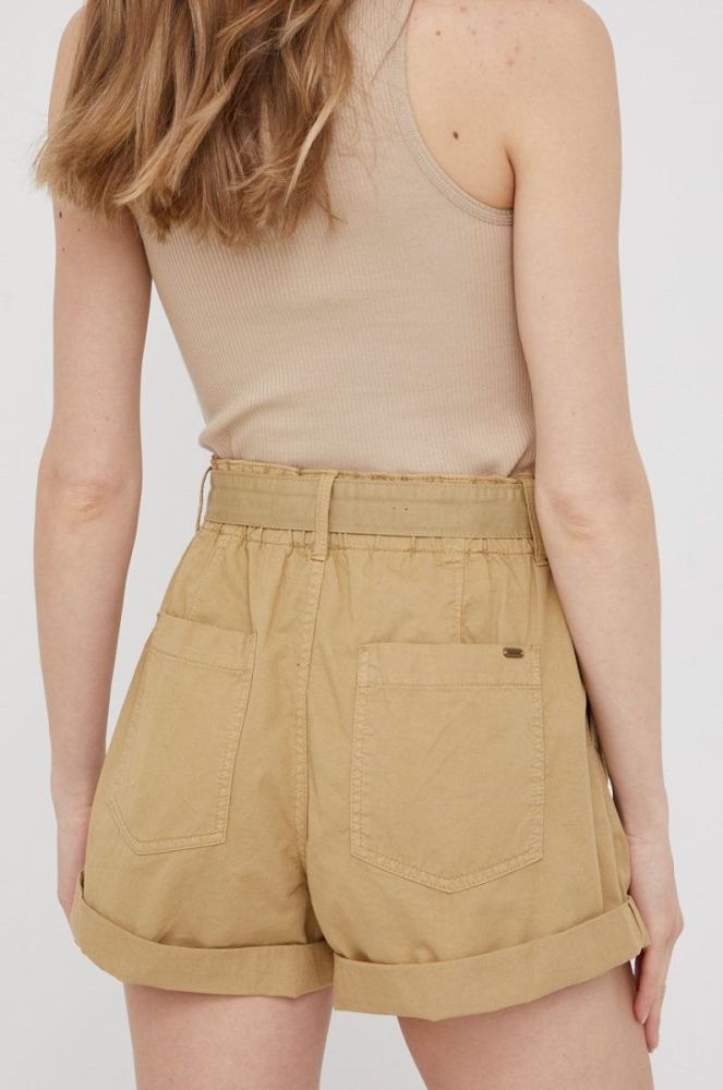 Бавовняні шорти Pepe Jeans Kaylee Short жіночі колір зелений однотонні висока посадка (2349881) фото 3