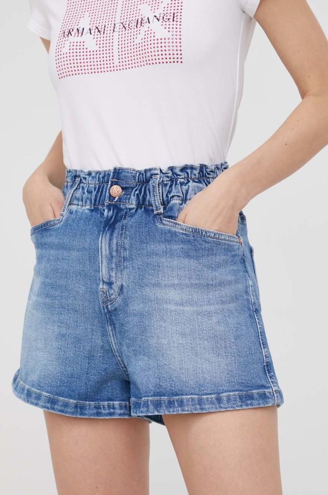 Джинсові шорти Pepe Jeans Reese Short жіночі однотонні висока посадка колір блакитний