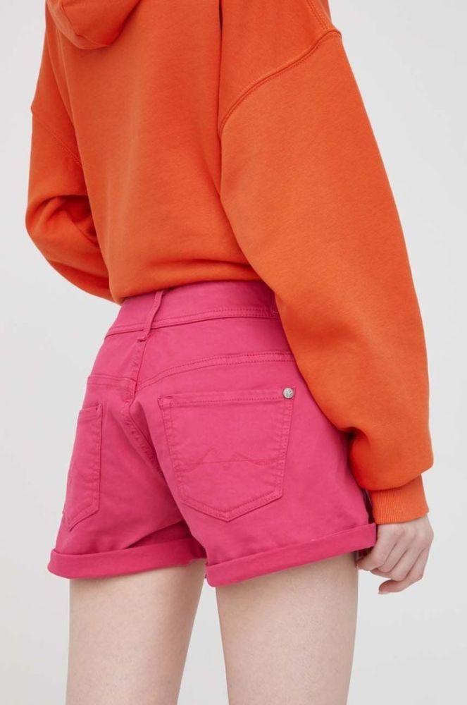 Джинсові шорти Pepe Jeans Siouxie жіночі колір фіолетовий однотонні висока посадка фото 3