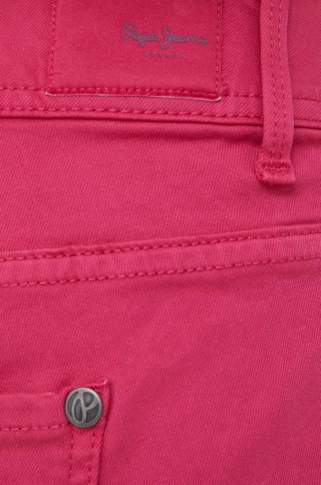 Джинсові шорти Pepe Jeans Siouxie жіночі колір фіолетовий однотонні висока посадка фото 5