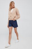 Бавовняні шорти Sisley жіночі колір синій однотонні висока посадка