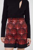 Шорти Sisley жіночі колір червоний візерунок висока посадка (2347656)