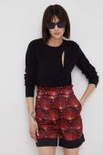 Шорти Sisley жіночі колір червоний візерунок висока посадка (2347656)