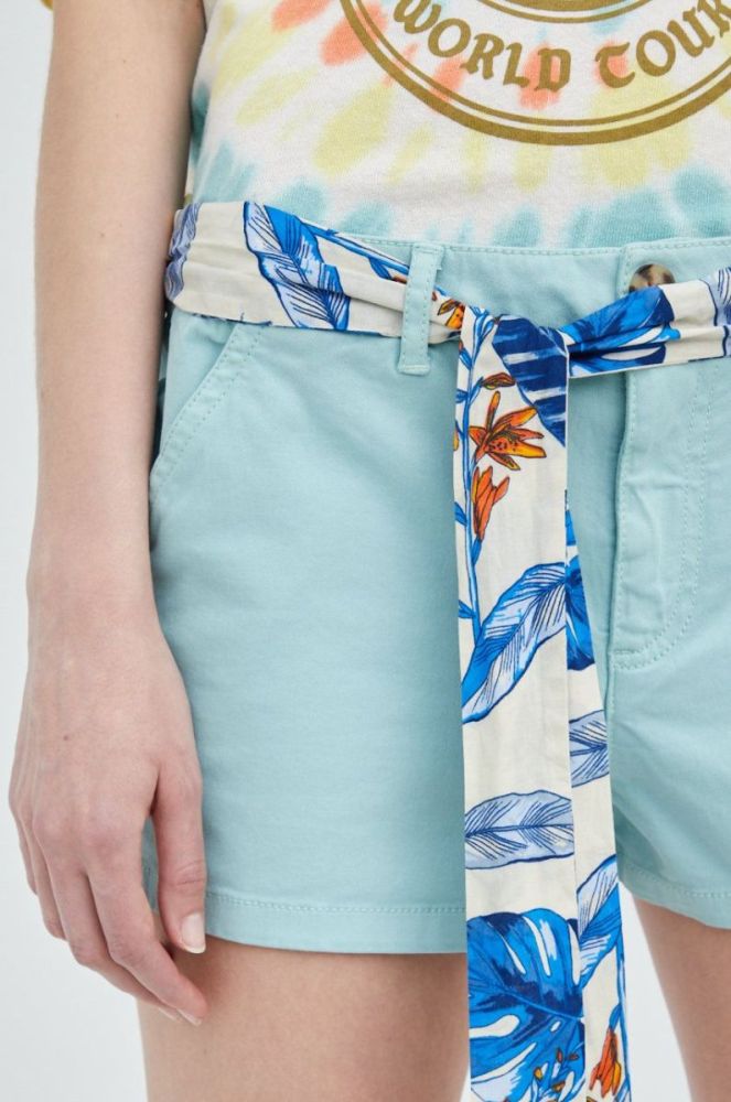 Шорти Superdry жіночі колір бірюзовий однотонні середня посадка фото 4