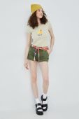 Шорти Superdry жіночі колір зелений однотонні середня посадка