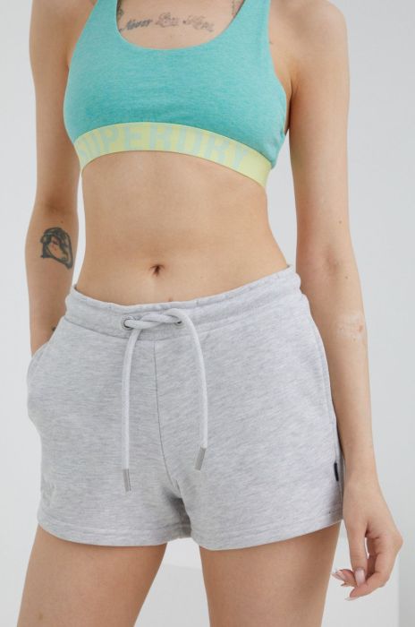 Шорти Superdry жіночі колір сірий однотонні середня посадка
