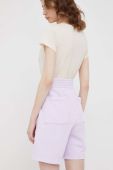 Бавовняні шорти United Colors of Benetton жіночі колір фіолетовий однотонні висока посадка