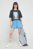 Шорти JDY жіночі однотонні висока посадка колір блакитний