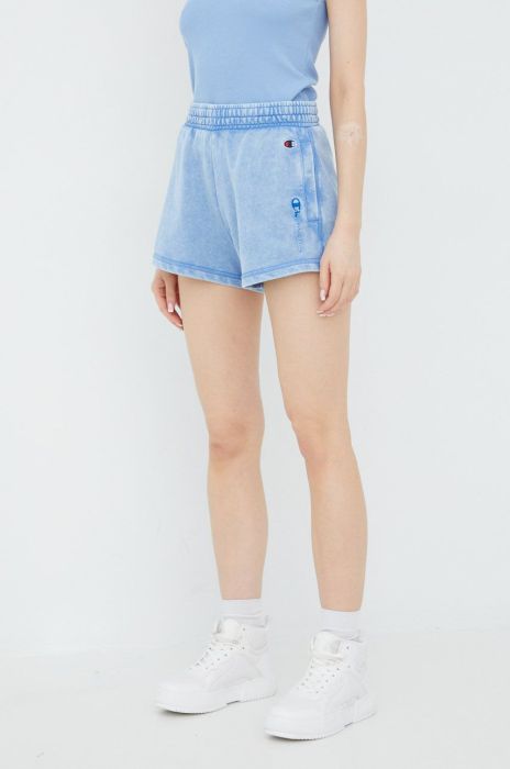 Шорти Champion 114944 жіночі з аплікацією висока посадка 114944-BS028 колір блакитний