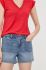 Джинсові шорти Morgan жіночі однотонні середня посадка колір блакитний