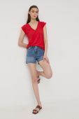 Джинсові шорти Morgan жіночі однотонні середня посадка колір блакитний