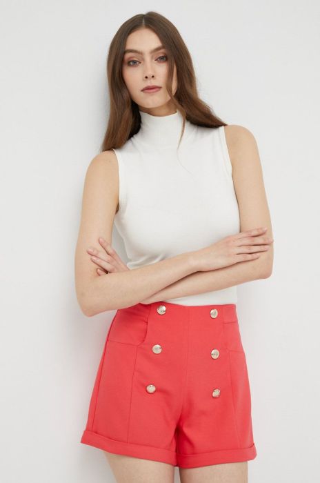 Бавовняні шорти Morgan жіночі колір помаранчевий однотонні висока посадка