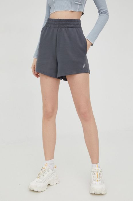 Шорти Fila жіночі колір сірий однотонні висока посадка