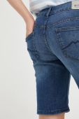 Джинсові шорти Mustang Bermuda жіночі колір синій однотонні середня посадка