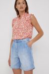 Джинсові шорти Mustang Pleated Shorts жіночі однотонні висока посадка колір блакитний Джинсові шорти Mustang Pleated Shorts жіночі однотонні висока посадка колір блакитний