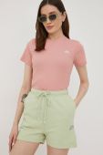 Бавовняні шорти Ellesse жіночі колір зелений однотонні висока посадка SGM14159-PINK
