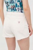 Джинсові шорти Guess жіночі колір бежевий однотонні висока посадка