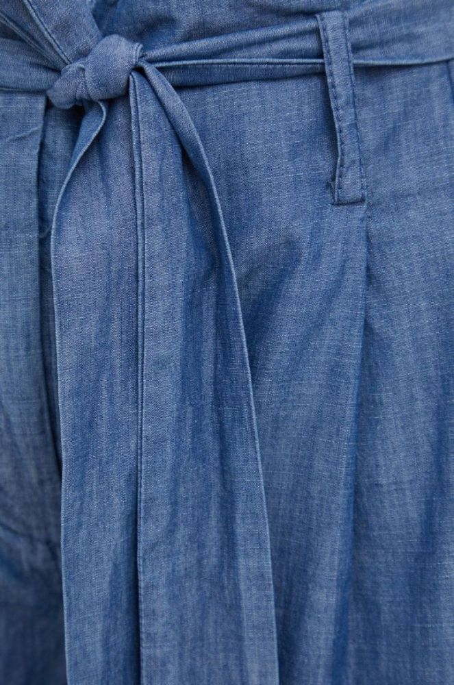 Бавовняні шорти G-Star Raw жіночі колір синій однотонні висока посадка фото 5
