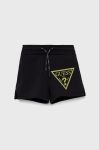 Дитячі шорти Guess колір чорний з принтом