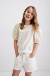 Дитячі джинсові шорти Desigual колір білий однотонні регульована талія