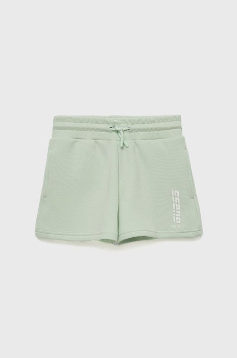Дитячі шорти Guess колір зелений з принтом регульована талія