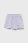 Дитячі бавовняні шорти Guess колір фіолетовий з принтом