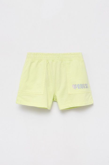 Дитячі бавовняні шорти Guess колір жовтий з принтом