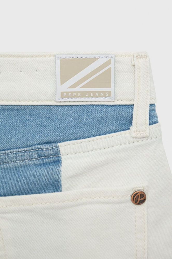 Дитячі джинсові шорти Pepe Jeans колір білий візерунок фото 2