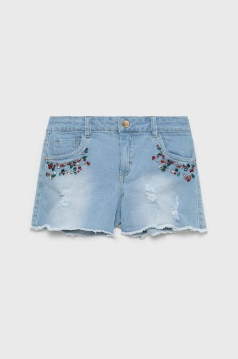 Дитячі джинсові шорти Birba&Trybeyond з аплікацією регульована талія колір блакитний