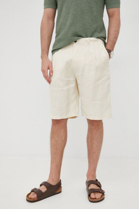 Лляні шорти Sisley чоловічі колір бежевий