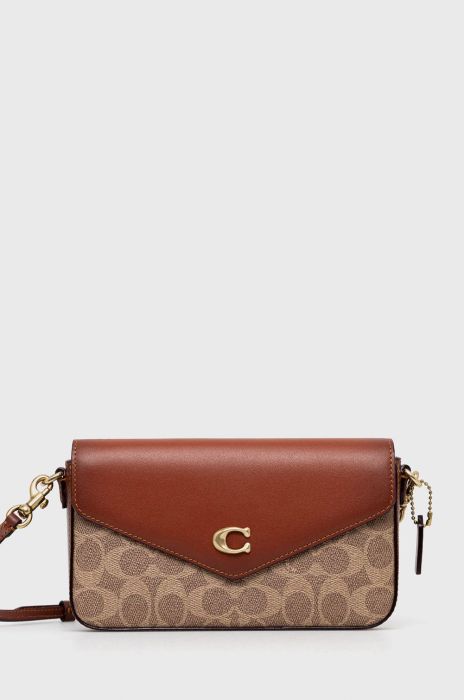 Шкіряна сумочка Coach колір коричневий (2107309)