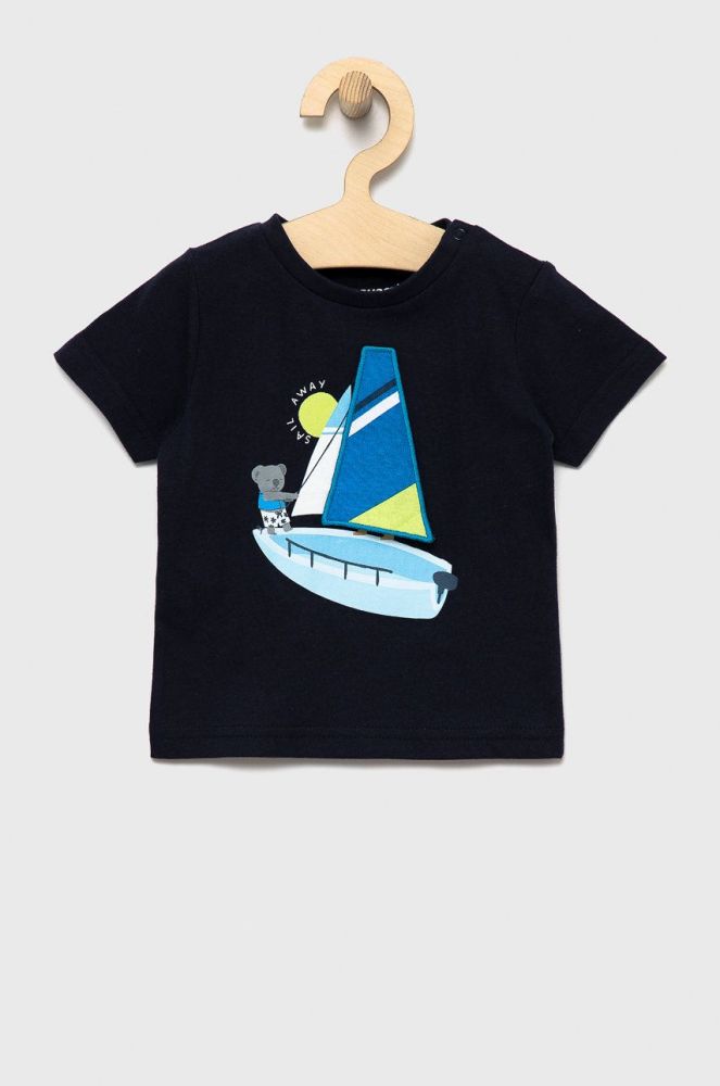 Дитяча бавовняна футболка Mayoral колір синій з принтом (1983020)