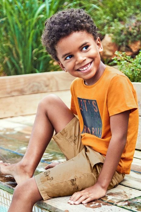 Дитяча бавовняна футболка Mayoral колір помаранчевий з принтом (1997210)